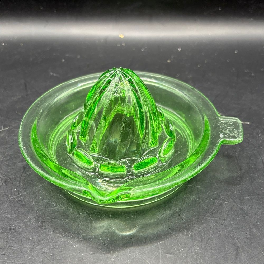 Vintage Uranium Green Glass Citrus Juicer